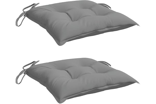 vidaXL Lot de 4 Coussins de Chaise, Galette de Siège avec Jeux de Cordes, Coussin d'Extérieur Imperméable, Gris 50x50x7 cm Tissu Oxford