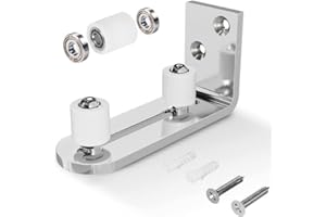 VELLICHOR EUROPE Barn Door Style Adjustable Stainless Steel Sliding Door Guide with Quiet POM Roller - Easy Install, Durable Wall-Mounted Bottom Guide for Smooth Indoor/Outdoor Door Movement, Protects Floors
