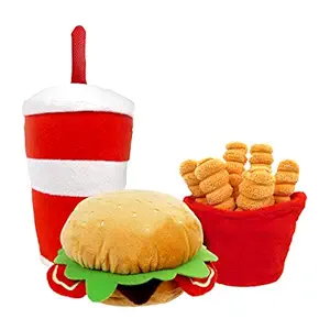 Happy Chow Combo - Squeaky Plush Dog Toy, Burger, Fries, Soda