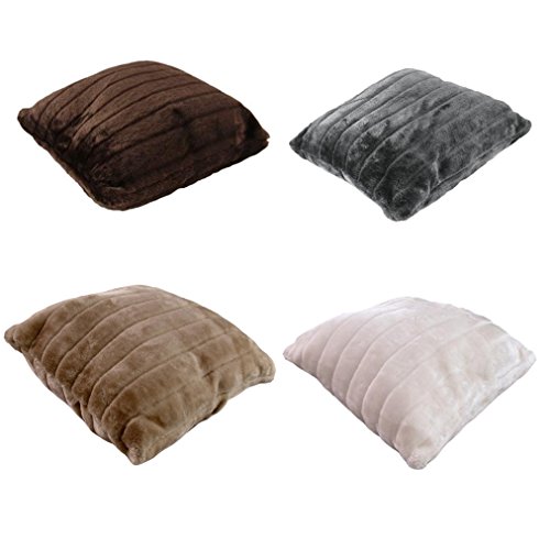 Nerzkissen Fellimitat Dekokissen Zierkissen Couchkissen Sofakissen – besonders weich und kuschelig – Größe: 50×50 cm – Anthrazit - 2