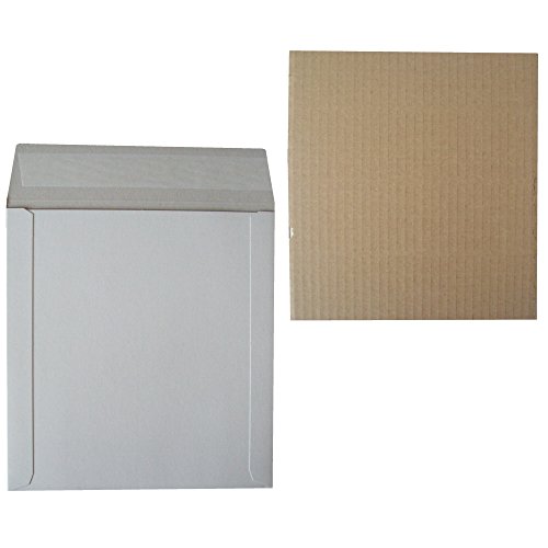10 Strong 12" LP Record Vinyl Peel and Seal White Board MAILERS ENVELOPES + 20 Corrugated Cardboard Stiffener Pads Boards - 625 Micron Cardboard SELF Seal Packaging MAILING Postal Postage Packets