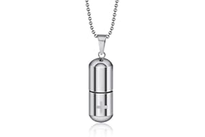 LAFATINA Women's Men's Stainless Steel Medical Alert ID SOS Capsule Emergency Capsule Pendant with Chain Necklace Personalised Medical Brand