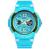 Unbekannt Outdoor Sportuhr Damen Quarzuhr Multifunktions Elektronische Wasserdichte Uhr,Lakeblue