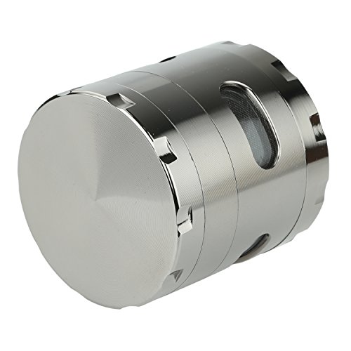 DCOU neue Design Premium Krautmühle mit Siebgrinder haltbare Zamak-Legierung Tabak Grinder Crusher Gewürz-Schleifer Ø55mm 4 Teile (Gunmetal) - 6