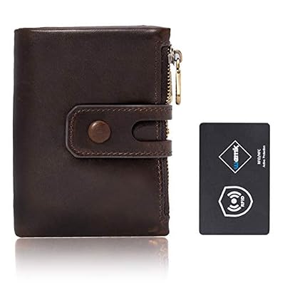 Wanke Wemk Portefeuille Homme en cuir avec Blocage RFID, Portefeuille avec fermeture à glissière et fente pour carte, Carte de protection Anti-RFID en cadeau, Double anti-vol. Brown; Cadeau, Amis et Parents