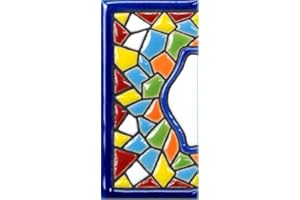 TORO DEL ORO Números para casas. Números y Letras en cerámica esmaltada, Pintados a Mano con la técnica de la cuerda seca. Nombres y direcciones Modelo Mini Mosaico 3,5 cms x 7,5 cms (Margen "Cenefa")