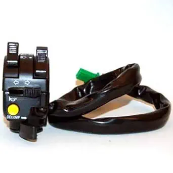 Uno Minda SW-0727D HANDLE BAR SWITCH- LEFT SIDE - WITH LIGHT, DIPPER, HORN, INDICATOR & HORIZONTAL DECOMPRESSION CHOKE - WITH 4 PIN GREEN FEMALE, 2 WIRE BULLETS For-ROYAL ENFIELD-MACHISMO