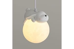 LEOSHI Lampe suspendue en forme de lune 3D pour chambre d'enfant, à intensité variable, en forme d'animal, de dessin animé, de planète, en résine, petite boule de lait blanche mignonne, lustre pour