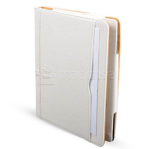 Madcase Apple iPad 4 / 3 / 2 Smart Case Etui Faux Ledertasche Hülle mit Auto Schalf und Wach Sleep-Funktion inkl. Displayschutzfolie und Stylus Touch stift – Weiß / Beige - 5