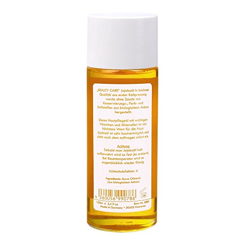 Jojobaöl kaltgepresst – 100% naturrein – für HAUT und HAAR – zieht schnell ein – Sehr effektiv bei rauer, trockener und spröder Haut – wirkt der Hautfaltenbildung entgegen (100ml in GLASFLASCHE) - 2