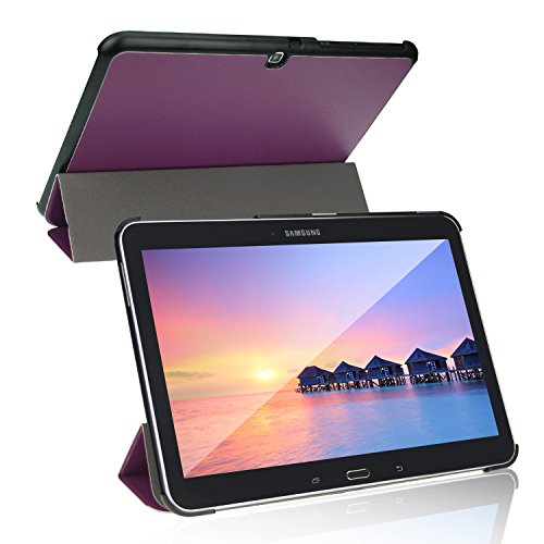 JETech Gold Slim Fit Galaxy Tab 4 10.1 Hülle Schutzhülle Tasche mit Ständer Funktion und Eingebautem Magnet für Einschlaf/Aufwach für Samsung Galaxy Tab4 10 Zoll Smart Case Cover (Lila) - 4