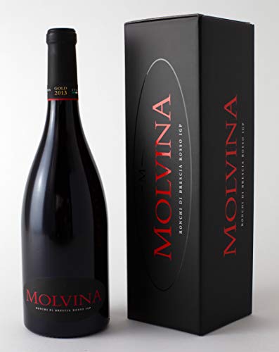 MOLVINA | Ronchi di Brescia Rosso IGP 2013 GOLD | Vino Rosso Pregiato Italiano | Vino rosso intenso. Invecchiato in botti di rovere di Slavonia fino a 60 mesi (1x 0.75 Lt Bottiglia)