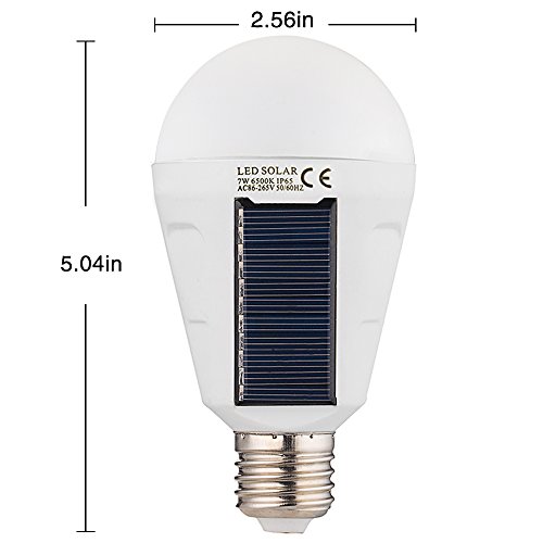 Sky Castle Neue Entworfene Sonnenkollektor-Glühlampe LED Angetriebenes Licht, Bewegliche Wasserdichte Notleuchte-Birne, 7w 1200mAH Mit weißem Licht für Innen und im Freien,Garten,Wandern,Camping (Weiß-1pack) - 4