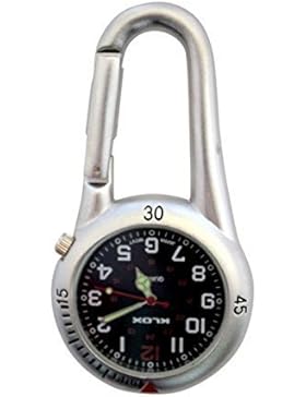 Weiße Silber Karabiner Uhr zum Anhängen mit schwarzem Ziffernblatt, Ideal für Doktoren Krankenschwestern kommt...