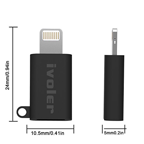 iVoler Lightning auf Micro USB Adapter mit Schlüsselring, [3 Stück] Micro USB auf 8 Pin Lightning Konverter Stecker, Laden und Synchronisieren für iPhone 7/ 7 Plus/ 6/ 6s/ 6 Plus /5 5s 5c, iPad Pro/ iPad Air/ iPad mini und andere Geräte des Ios – Schwarz - 5