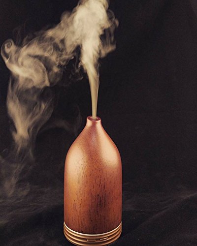 Joly Joy Aroma Diffuser für ätherische Öle Aromatherapy Ultraschallvernebler 100ml mit Kaltnebel aus Holz (Braun Holz) - 3