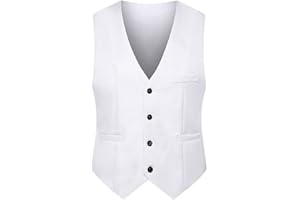 YAOTT Gilet Formale da Uomo Slim Fit Elegante Vintage Classic Business Suit da Cerimonia Vest Casual Top Senza Maniche Scollo A V Gilet con Tasche