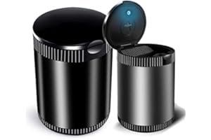 LCRAKON Cendrier de voiture pour Mini Cooper JCW ONE S R61 R60 R55 R56 all Models, avec lumière LED et couvercle Cendriers de voiture pour porte-gobelets, sans odeur et sans fumée, en métal, avec logo