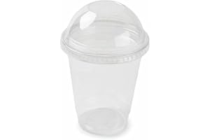 HOME SOLAZZIA Vasos para batidos con tapas de cúpula sin agujero de 500 ml (paquete de 50) transparentes, perfectos para batidos, jugos, batidos, bebidas frías y gruesas (500ML Tapa sin Agujero)