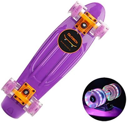 SMett Scooter With Flashing Wheel Fashion Skateboard and Long Board Skateboard Suitable For children and Adults - 22 Inch (Purple)