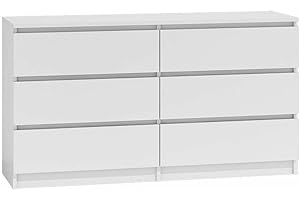 WHATSIZE ENTERPRISE – Moderna – Large Chest of Drawers – Contemporary 6 Drawer Wide Dresser & Filing Cabinets - Office, Lounge & Bedroom Furniture Storage Cabinet, White