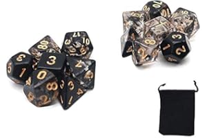 DollaTek Przezroczyste ko?ci wielo?cienne zestaw gier sto?owych ko?ci 2 zestawy ko?ci 2 x 7 (14 sztuk) Die Series D20 D12 D10 D8 D6 D4 DND DND RPG MTG podwójne kolory jeden kawa?ek (czarny)