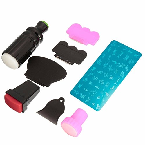 Nail painting - SODIAL (R) rubber stamp Kit Stamping Nail DIY Nail Art Image Raclette Nail Scraper Tool kit