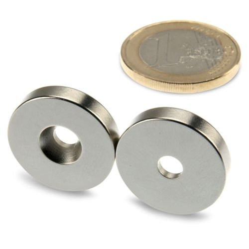 Ringmagnet Ø 20,0 x 4,5 x 4,0 mm N42 Nickel mit Senkung Nord - 4