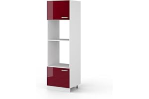 Vicco mobile cucina microonde R-line, Rosso bordeaux lucido/Bianco, 60 cm