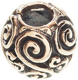 Beard bead round Viking dreadlock bead made of bronze with spirals, diameter 4 mm.