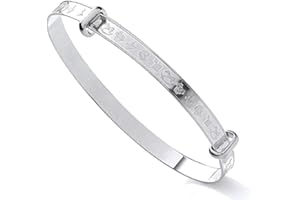 Old English Jewellers Solid Sterling Silver Expanding Baby Bangle - NURSERY PATTERN
