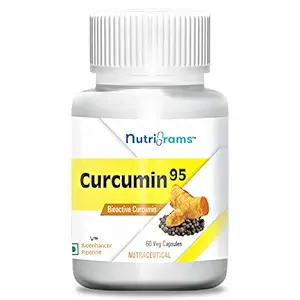 Nutrigrams Curcumin 95, Bioactive Curcumin Capsules with Piperine, Anti-inflammatory & Antioxidant | 60 Veg Capsules