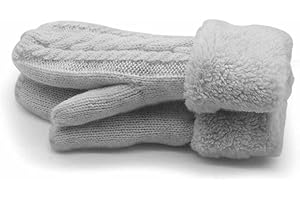 TOLOYE Guantes Invierno Mujer, Manoplas Suaves y Gruesas de Punto de Lana Acogedor, Perfecto Regalo de Cumpleaños de Navidad para Mujeres, Niñas, Mamá, Hija, Amantes (Gris)