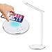 Produktbild LED Schreibtischlampe mit Qi Fast Wireless Charger, kabelloses Ladegerät Pad für Samsung Galaxy S8 Plus / S8 + / S8 / S9 Plus / S9 + / S9 / Note 8 / S7 / S7 Edge / S6 Edge + / Note 5, Induktive Ladestation für iPhone X / 8 / 8 Plus und alle Qi-fähigen Geräte, Touch Control Office Tischlampen, 4 einstellbare Farben & 5 dimmbare Helligkeitsstufen - Weiß