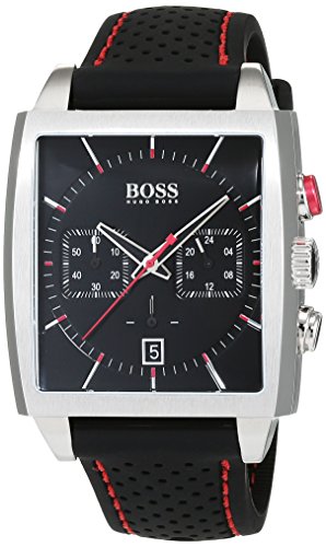 Hugo Boss Hb1005 Mens Quartz Black Chronograph Black Leather Strap 1513356