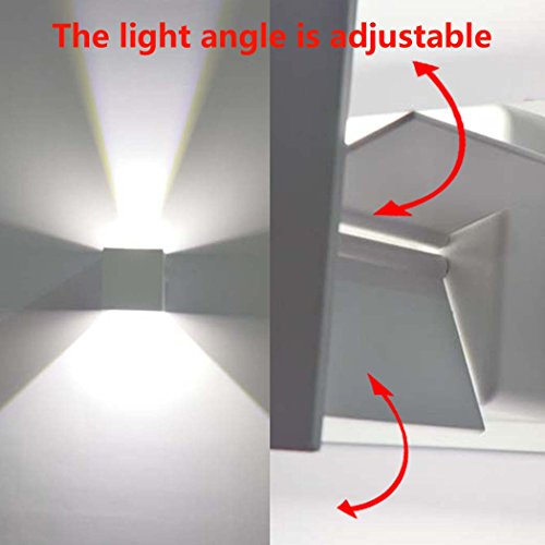 PHOEWON Einstellbar 7W Led Innen Außen Badezimmer Wandleuchte / Wandstrahler / Wandlampe / Wandbeleuchtung, Aluminium Wasserdicht Wandmontage Wandleuchte für Wohnzimmer, Schlafzimmer, Bad, Flur, Balkon, Treppen, Pfad, Terrasse - 6