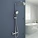 Produktbild Duschsystem mit Thermostat Duscharmatur verstellbare Duschstange Duschset mit Rainshower Handbrause mit 3-Funktion Duschkopf Regendusche Dusche Armatur und Duschablage Brausethermostat
