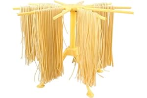 Ourokhome Collapsible Pasta Drying Rack- Plastic Household Noodle Stander with 10 Arms(Yellow)