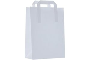 DeinPack Sacs de transport en papier respectueux de l'environnement - Blanc - Sacs cadeaux en papier biodégradables, compostables - 300 sacs en papier blanc - 22 x 10,5 x 30 cm