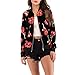 Produktbild Timogee Damenmode Herbst Floral Bomberjacke Bikerjacke Reißverschluss Fliegerjacke Kurzjacke Frauen Langarm Sweatshirt Pullover Jacke Outwear Baseball Mantel Tops Coat