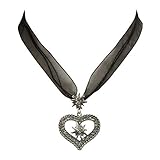 Wunderschöner Dirndlschmuck mit Organzaband und Baumwollband, Halskette von Hand gefertigt, angenehmes Tragegefühl