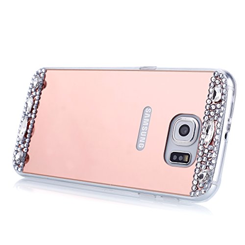 Galaxy S7 Hülle,Galaxy S7 Schutzhülle,Galaxy S7 Case,ikasus® [Bling Glitzer Kristall Strass Diamant Spiegel Hülle] Galaxy S7 Silikon Hülle,Glänzend Glitzer Kristall Strass Diamanten Überzug Mirror Spiegel Muster Stoßdämpfend TPU Silikon Schutz Handy Hülle Case Tasche Silikon Crystal Case Schutzhülle Etui Bumper für Samsung Galaxy S7 – Rose Gold - 4