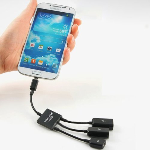 SAWAKE Dual Micro USB Host OTG Hub Spiltter Adapter Kabel fuer Nexus S3 Galaxy Tab Smartphones - 2