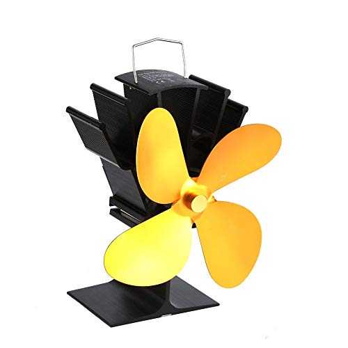 Preisvergleich Produktbild fggfgjg Wärmepumpe Kaminventilator Wärmebetriebener Holzofenventilator Vierblättriger Ventilator (Gold)