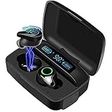 ssouwao Kabellose Kopfhörer, Bluetooth 5.0 Kabellose Ohrhörer 156H Spielzeit Tiefer Bass Hi-Fi-Stereo-Sound In-Ear-Bluetooth-