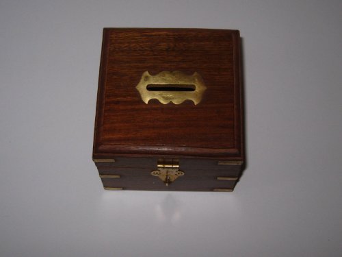 Antik Spardose mit Scharnierdeckel Abschließbare Box