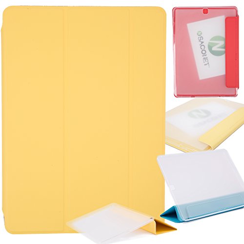 Samsung Galaxy Tab S2 9.7 TASCHE Hülle HINTEN RÜCKSEITE TRANSPARENT Case Etui für Wi-Fi SM-T810 LTE SM-T815 Smart Cover mit Auto Sleep Wake up / Standfunktion + Capacitive Stylus + Displayschutzfolie - GELB