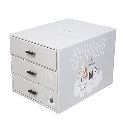 YILIAN shounahe Bureau créatif boîte de rangement tiroir type cosmétiques bureau papeterie télécommande casque fil boîte de rangement en papier 3 couches (Couleur : Brown, taille : 24 * 32 * 23cm)