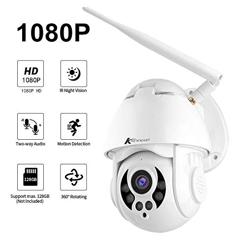 Cámaras de vigilancia en Domo,Cámara IP Exterior Cámara de Vigilancia WiFi, IP66 Impermeable Seguridad Inalámbrica Cámara HD 1080P /Audio Bidireccional/Detección de Movimiento, Soporte de Tarjeta SD