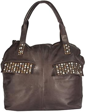 Tholisa - großer Leder Shopper Schultertasche Vintage Nieten Studs Strasssteine MEDITERRAN URBAN BAG Damen Handtaschen...
